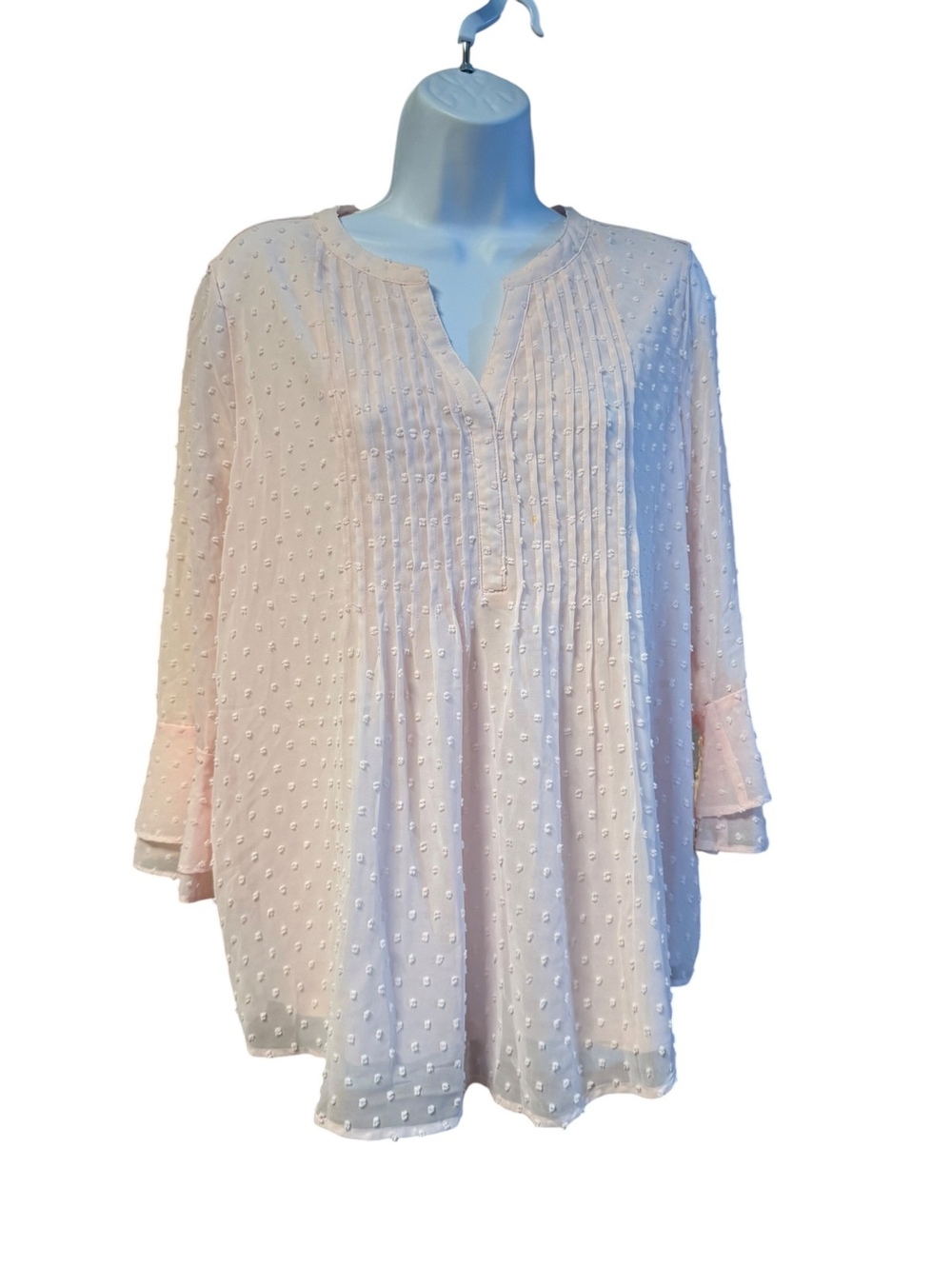 Charter Club Pink Swiss Dot Tunic Blouse